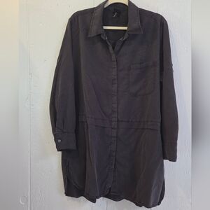Ulla Popken Lyocell Button Down Women Tunic Blouse Plus Size 16/18